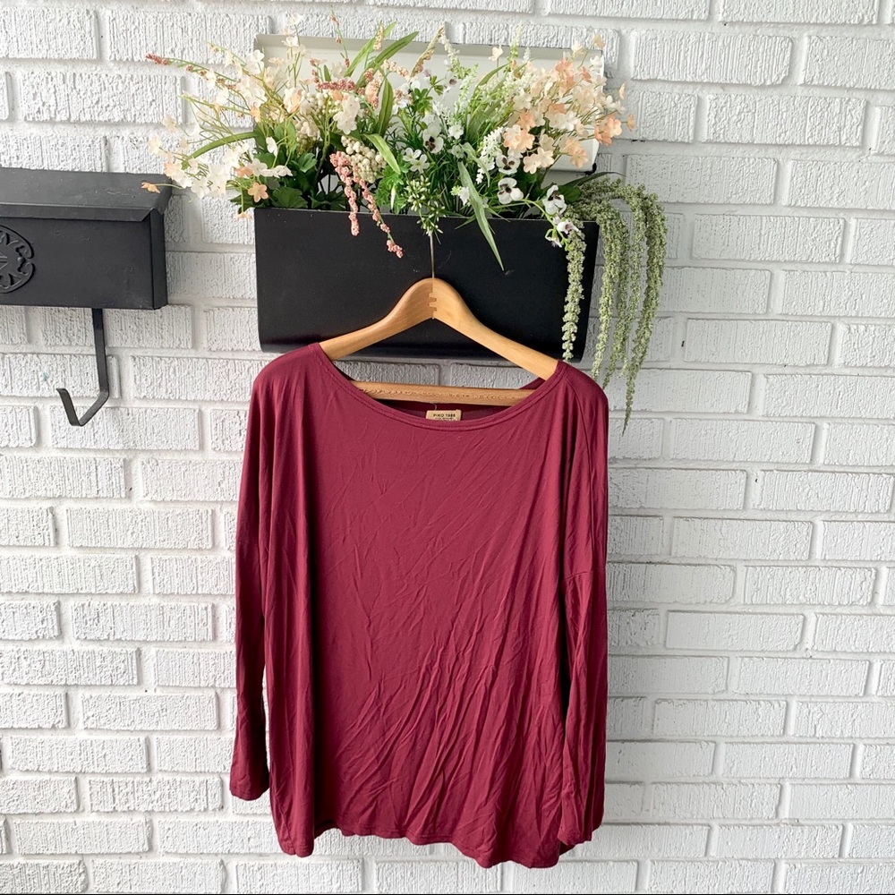 Piko 1988 Maroon Long-sleeve Bohemian Tunic Top